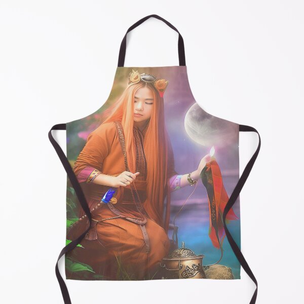 Item preview, Portrait of a red fantasy Chinese magical warrior girl crouching in the woods near the river. designed and sold by Giulivo Store Graphic.