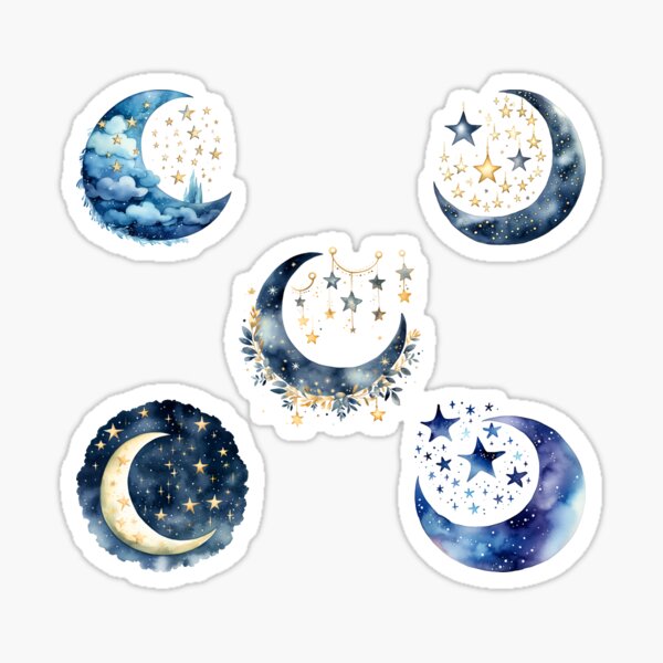 Item preview, Celestial Moon and Stars Watercolour | Boho Night Sky Art | Lunar Phases Wall Decor  designed and sold by MysticMagpie.