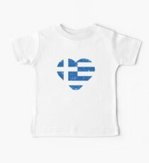 Greek Flag Greece Design VIntage Distressed Heart Baby Tee
