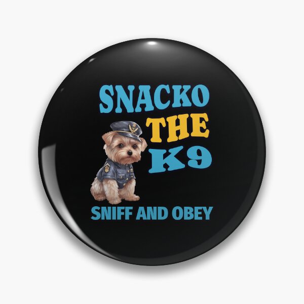 Artikelvorschau, Snacko der K9: Schnüffeln und gehorchen Lustiges Hunde-T-Shirt entworfen und verkauft von Tony Mac Designs.