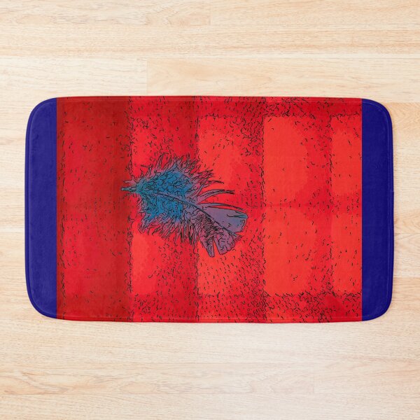 Item preview, Blue feather on red background designed and sold by RenataPhoto.
