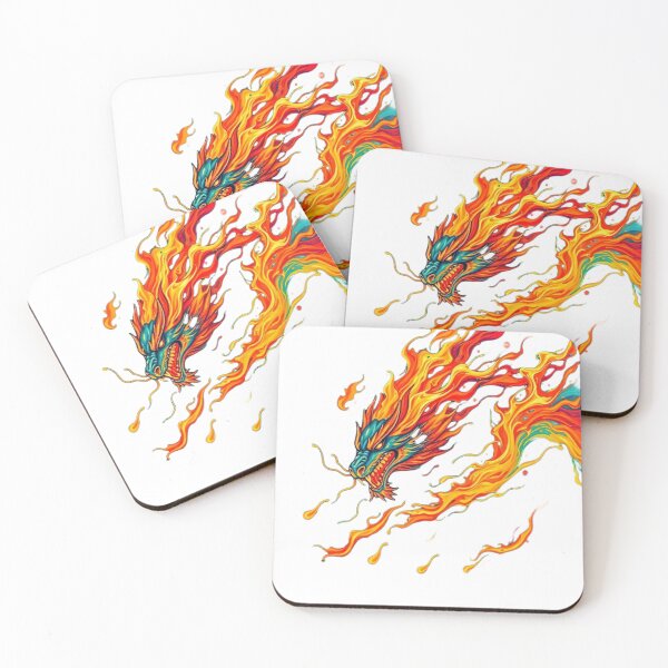 Item preview, Fiery Dragon Head – Mythical Fire Spirit Art on Teal Canvas designed and sold by apoknight.