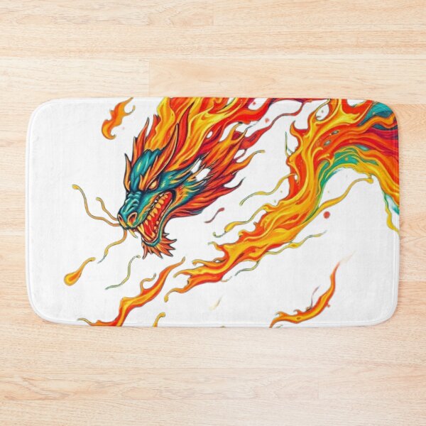 Item preview, Fiery Dragon Head – Mythical Fire Spirit Art on Teal Canvas designed and sold by apoknight.