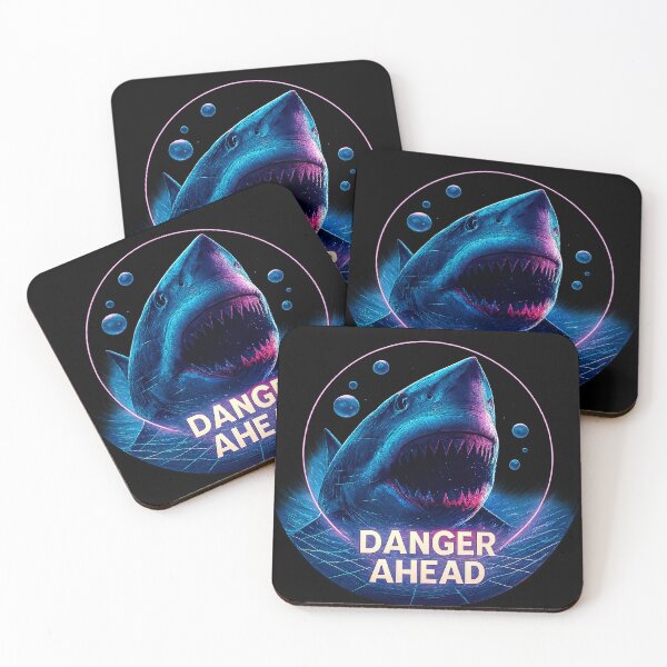 Item preview, Danger Ahead – Vaporwave Shark Attack designed and sold by SUNAGIMO9999.