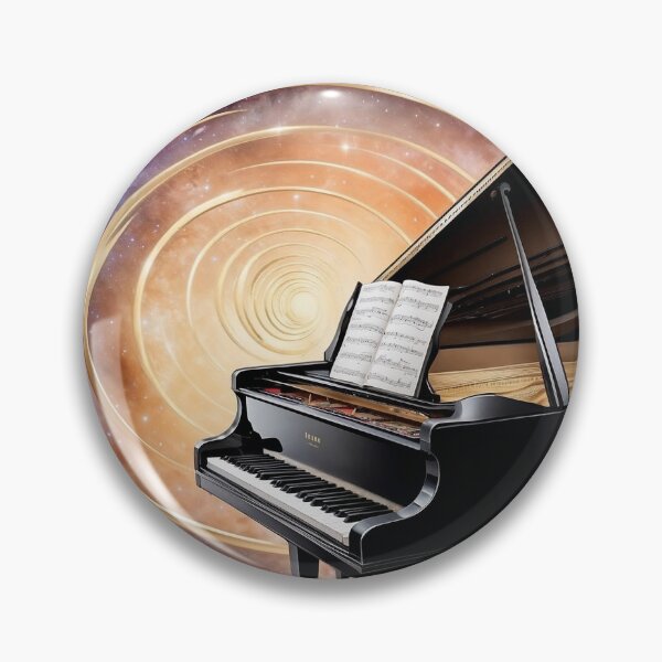 Artikelvorschau, Realistic piano keys twisting into a spiral galaxy, surreal conceptual art entworfen und verkauft von Retram.