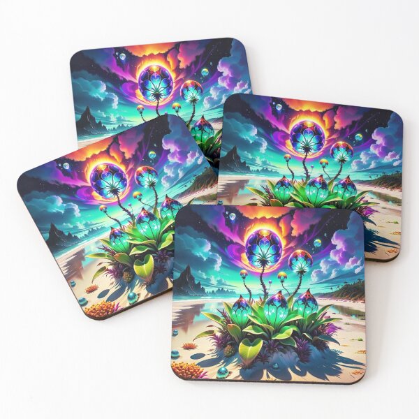 Item preview, Alien landscape with a glowing plant on a beach designed and sold by Korral.