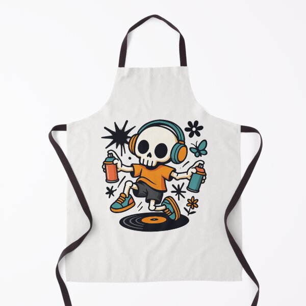 Item preview, Chibi Skeleton with Oversized Headphones & Spray Paint | Kawaii Street Art Design designed and sold by ColorSplash123.