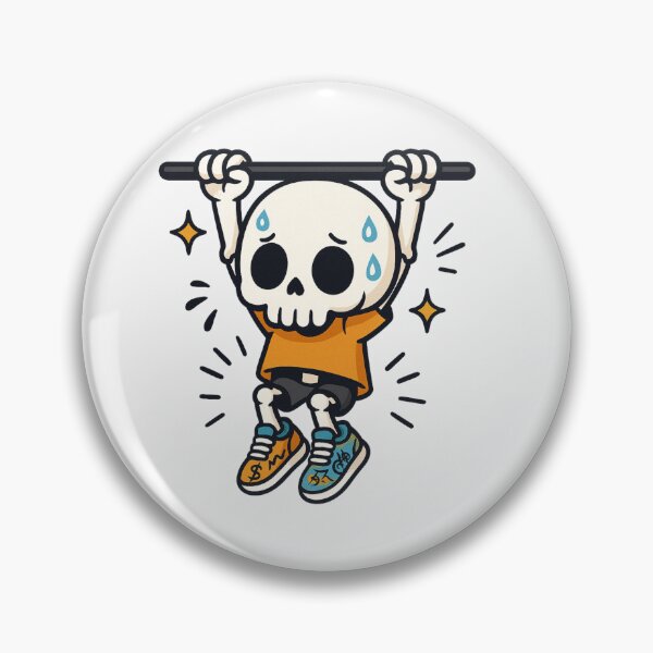 Item preview, Chibi Skeleton Hanging from Pull-Up Bar | Funny Workout Kawaii Skeleton Art designed and sold by ColorSplash123.