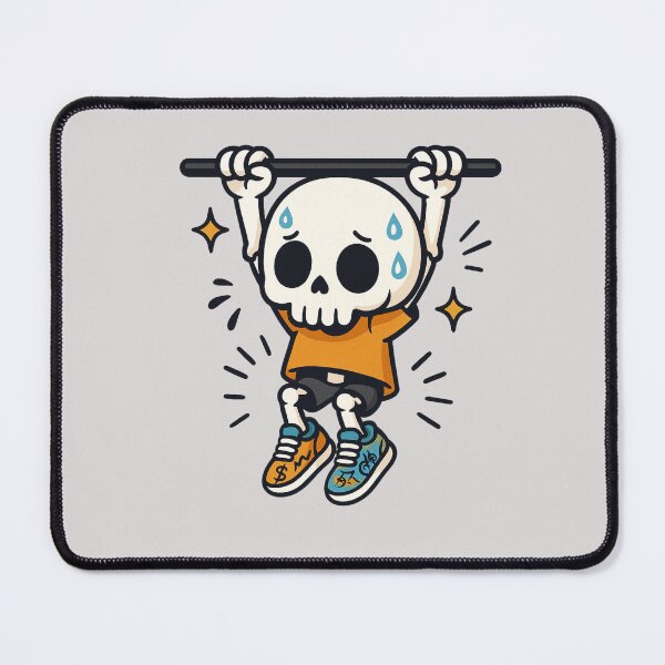 Item preview, Chibi Skeleton Hanging from Pull-Up Bar | Funny Workout Kawaii Skeleton Art designed and sold by ColorSplash123.
