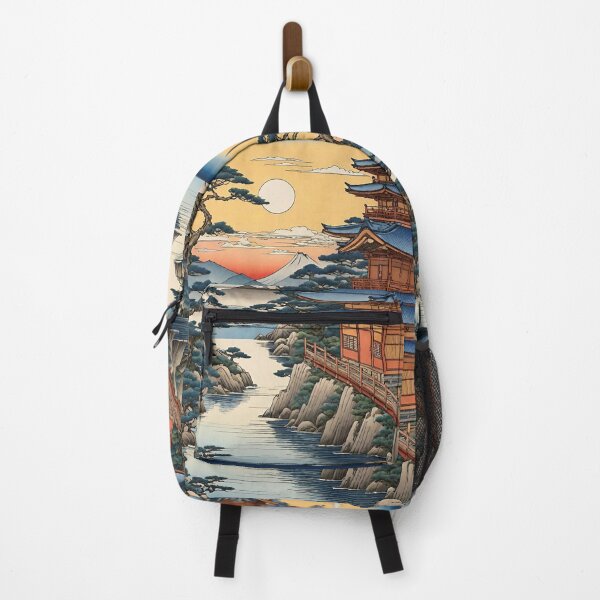 Item preview, Japanese landscape with pagoda near the river. designed and sold by Giulivo Store Graphic.