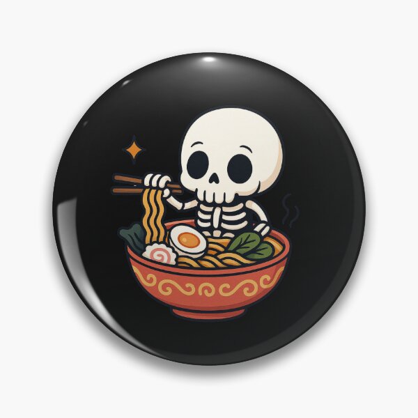 Item preview, Chibi Skeleton Sitting in Giant Ramen Bowl | Cute Kawaii Noodles Skeleton Art designed and sold by ColorSplash123.