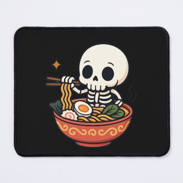 Item preview, Chibi Skeleton Sitting in Giant Ramen Bowl | Cute Kawaii Noodles Skeleton Art designed and sold by ColorSplash123.