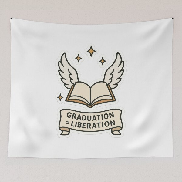 Item preview, Graduation = Liberation Art – Flying Book with Wings  designed and sold by Trendy Sticker & Merch Collection - Express Yourself.