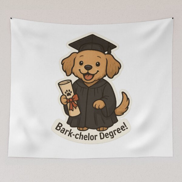 Item preview, Bark-chelor Degree – Funny Graduation Dog Art designed and sold by Trendy Sticker & Merch Collection - Express Yourself.
