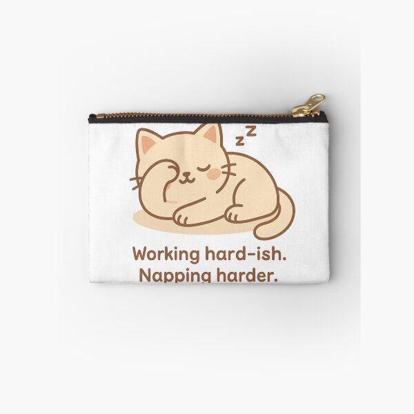 Item preview, Funny Cat Quote – Working Hard-ish Napping Harder | Minimal Kawaii Nap Lover Design designed and sold by Purrfect Blend .