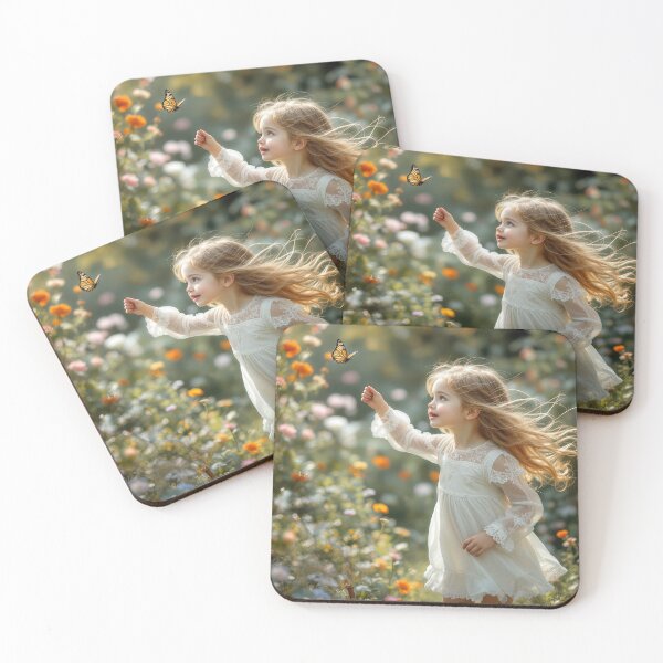 Item preview, Little Gril Chasing a Butterfly in a Garden designed and sold by Maria Dryfhout.