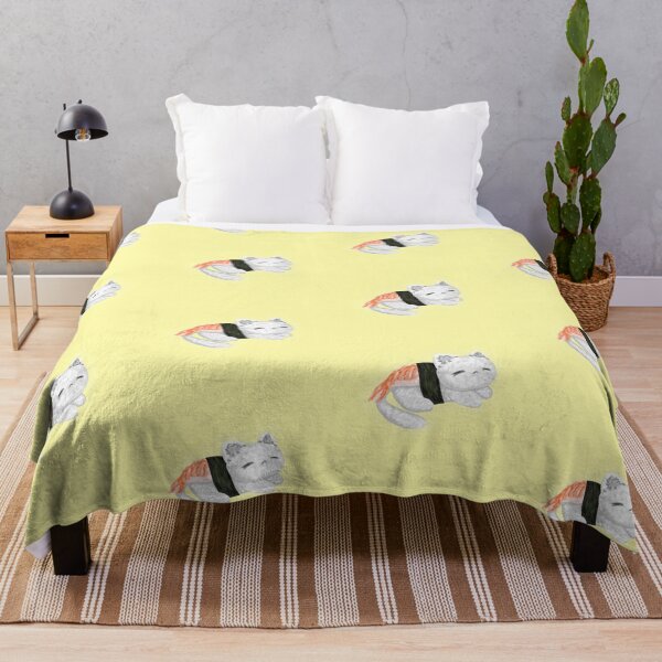 Item preview, cute sleeping sushi rice cat wrapped with nori, with yellow border designed and sold by katecheerycake.