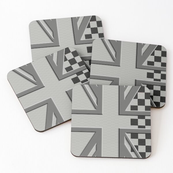 Item preview, White Silver Union Jack Carbon Silver White Black Check Mini Cooper 3D British Flag designed and sold by UnnecessaryLuck.