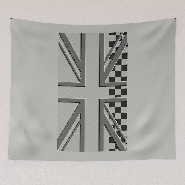 Item preview, White Silver Union Jack Carbon Silver White Black Check Mini Cooper 3D British Flag designed and sold by UnnecessaryLuck.