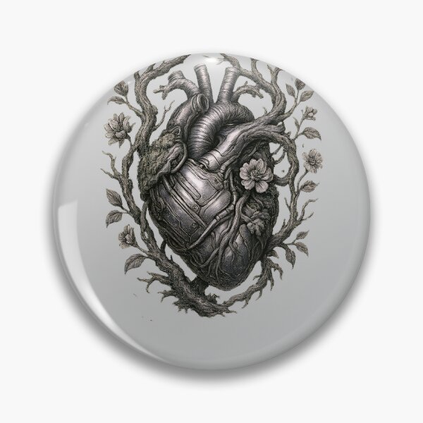 Item preview, Cybernetic Heart with Nature Vines Steampunk Circuit Design designed and sold by Shoot-The-Moon.