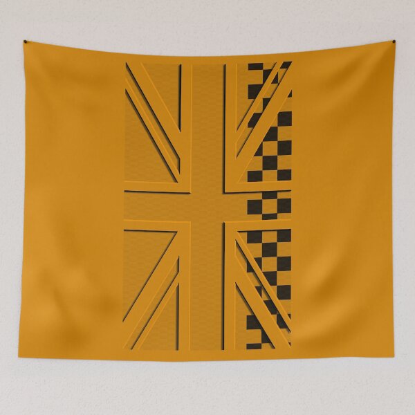 Item preview, Volcanic Orange Union Jack Carbon Orange Black Check Mini Cooper 3D British Flag designed and sold by UnnecessaryLuck.