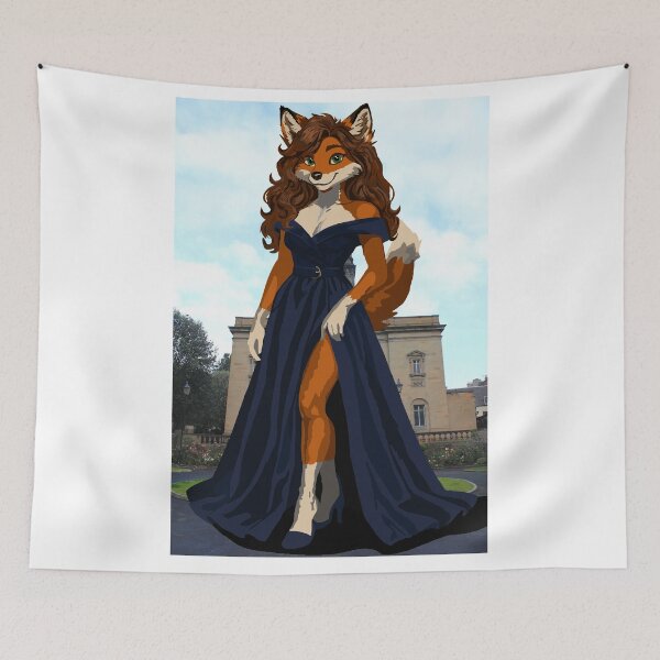 Item preview, Foxy Rocking Dark Blue Shoulder-less Dress with Slit designed and sold by KlakkDrawsStuff.