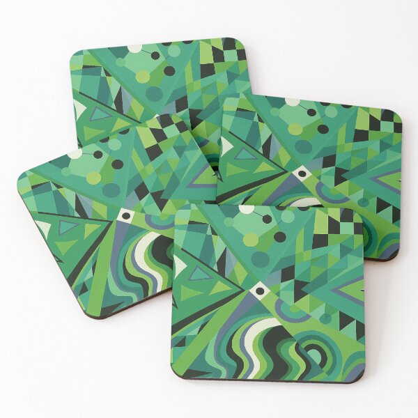 Item preview, Green Geometric Abstract Art – Bold Retro Modern Pattern Print designed and sold by weirdfishes123.