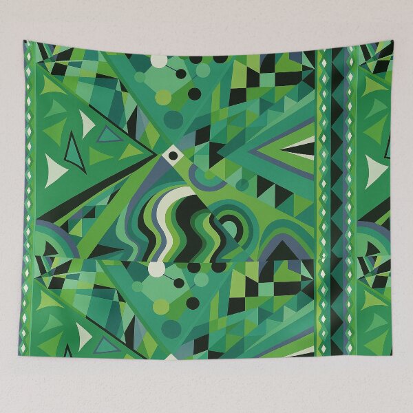 Item preview, Green Geometric Abstract Art – Bold Retro Modern Pattern Print designed and sold by weirdfishes123.