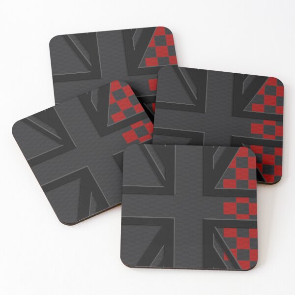 Item preview, Midnight Black Union Jack Carbon Black Gray Red Checkered Mini Cooper 3D British Flag designed and sold by UnnecessaryLuck.