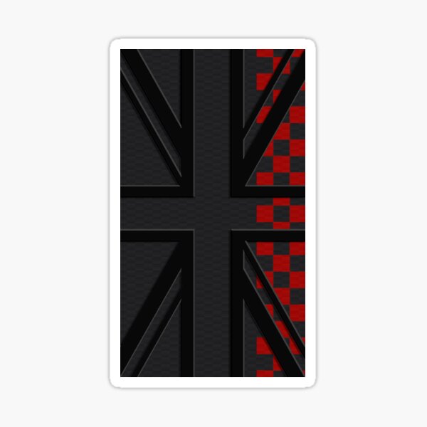 Item preview, Midnight Black Union Jack Carbon Black Gray Red Checkered Mini Cooper 3D British Flag designed and sold by UnnecessaryLuck.