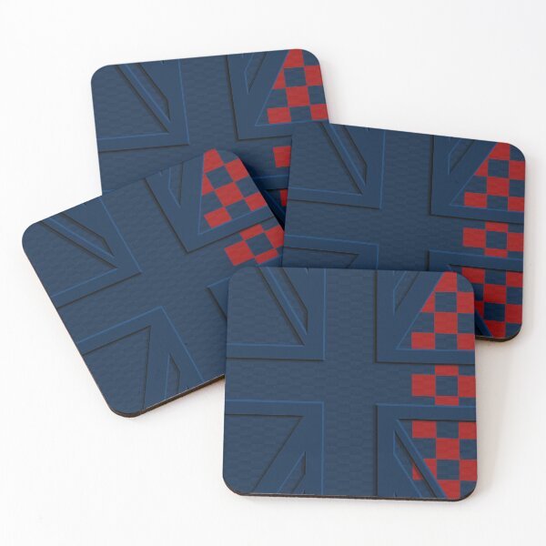 Item preview, Deep Blue Union Jack Carbon Blue Red Checkered Mini Cooper 3D British Flag designed and sold by UnnecessaryLuck.