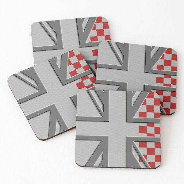 Item preview, White Silver Union Jack Carbon Silver White Red Check Mini Cooper 3D British Flag designed and sold by UnnecessaryLuck.