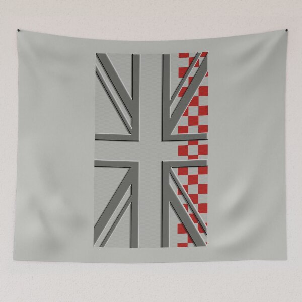 Item preview, White Silver Union Jack Carbon Silver White Red Check Mini Cooper 3D British Flag designed and sold by UnnecessaryLuck.