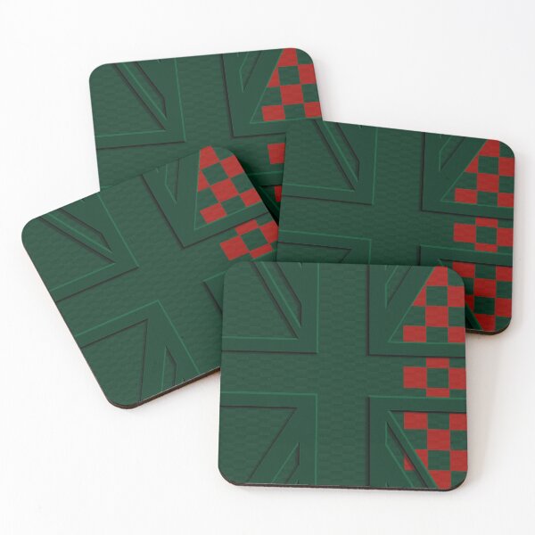 Item preview, British Racing Green Union Jack Carbon Green Red Check Mini Cooper 3D Flag designed and sold by UnnecessaryLuck.
