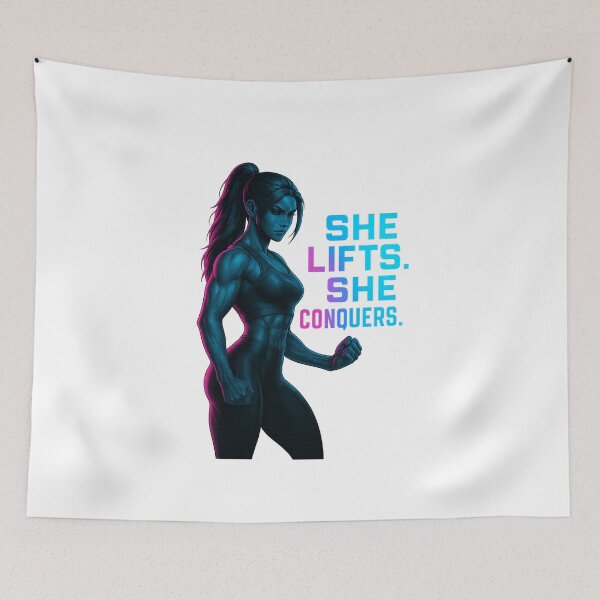 Item preview, She Lifts. She Conquers. – Neon Fitness Woman Power Art designed and sold by NaniRm.