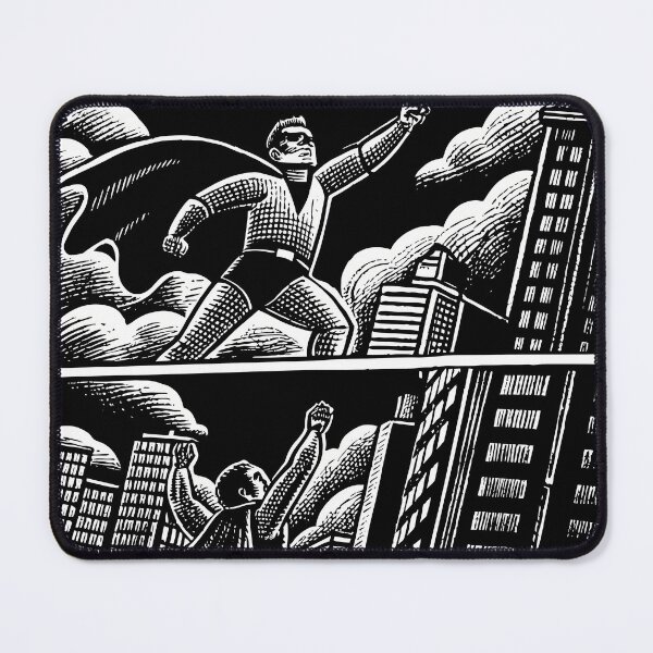 Item preview, “Heroic Superhero Flying Over City” designed and sold by ART ATTACK ZONE.