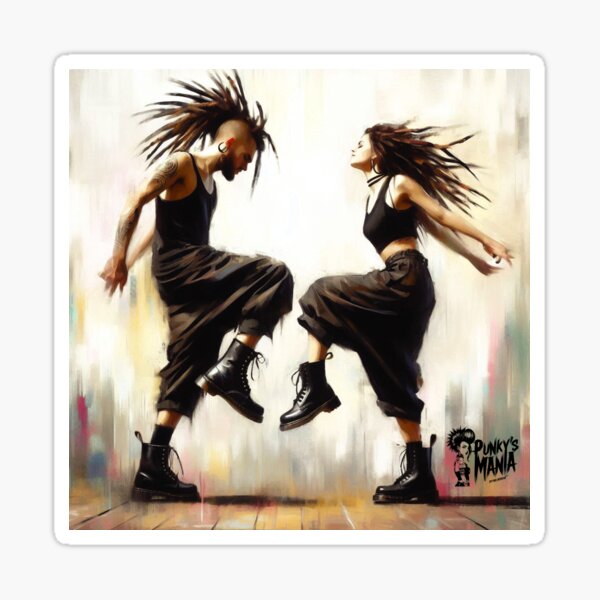 Vista previa del artículo con la obra «Pareja bailando en fiesta rave 2», diseñado y vendido por Punky's Mania.