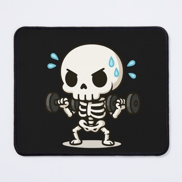 Item preview, Chibi Skeleton Lifting Dumbbells – Cute Workout Kawaii Gym Art designed and sold by ColorSplash123.