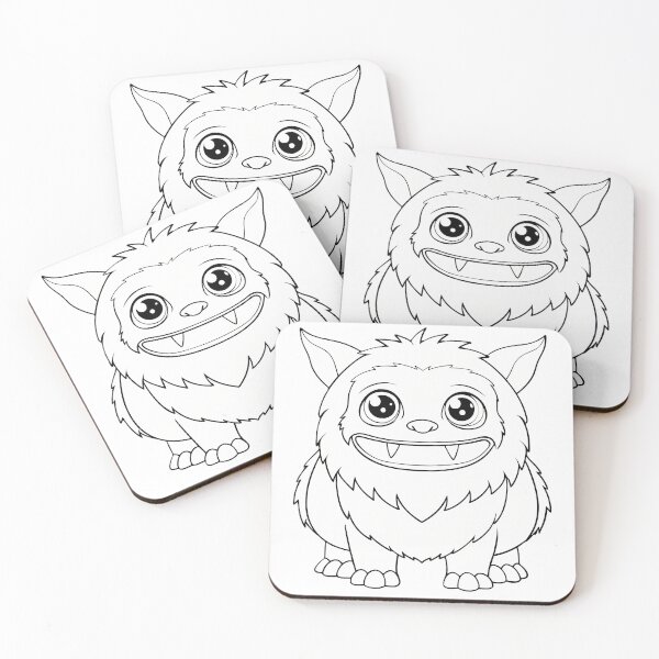 Item preview, “Happy Fanged Monster Line Art” designed and sold by ART ATTACK ZONE.