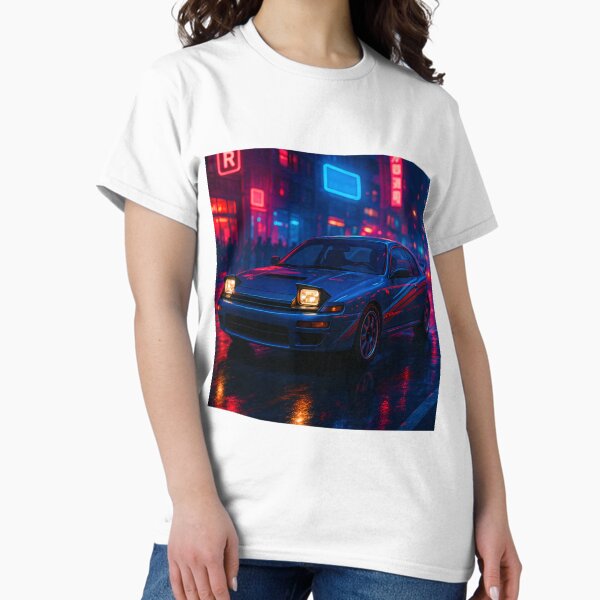 Item preview, Classic Rally Car Surrounded By Vibrant Downtown Nightlife designed and sold by RevUpDesign.