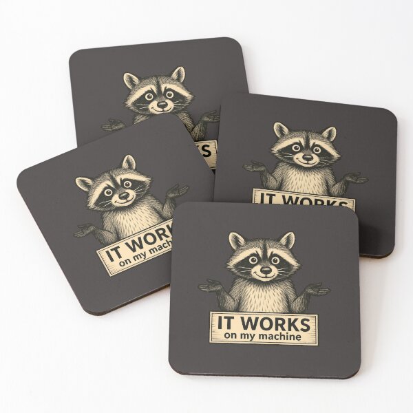 Item preview, It Works on My Machine – Funny Sarcastic Programmer Raccoon Meme designed and sold by Graphicarium Shop.