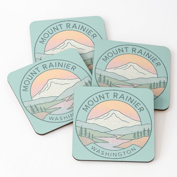 Item preview, Washington State Patch Collection | Methow Valley, Mount Rainier, Mt. Baker, Palouse Hills, San Juan Islands | Soft Pastel Topo Line Art | Circular Retro Design designed and sold by Dream Circuit .