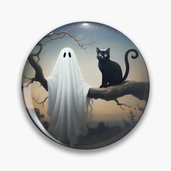 Item preview, Spooky Halloween Night - Ghost and Balck Cat designed and sold by -justb-.