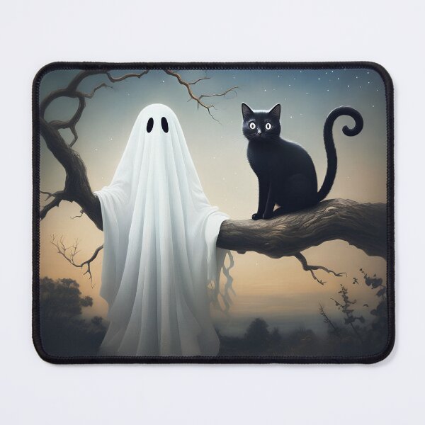 Item preview, Spooky Halloween Night - Ghost and Balck Cat designed and sold by -justb-.