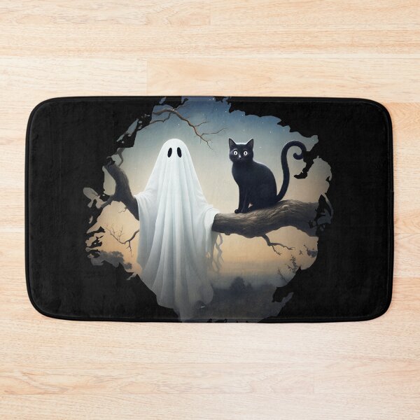 Item preview, Spooky Halloween Night - Ghost and Balck Cat designed and sold by -justb-.