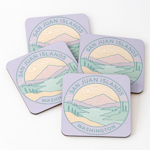 Item preview, Washington State Patch Collection | Methow Valley, Mount Rainier, Mt. Baker, Palouse Hills, San Juan Islands | Soft Pastel Topo Line Art | Circular Retro Design designed and sold by Dream Circuit .