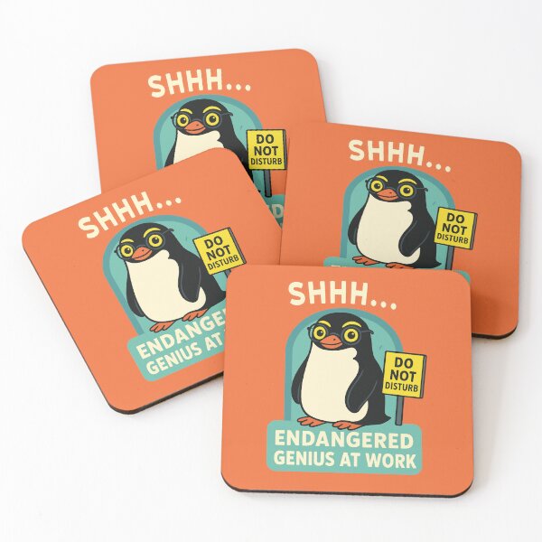 Item preview, Funny Penguin – Do Not Disturb Genius Quote designed and sold by Madeline Binder Art & Design.
