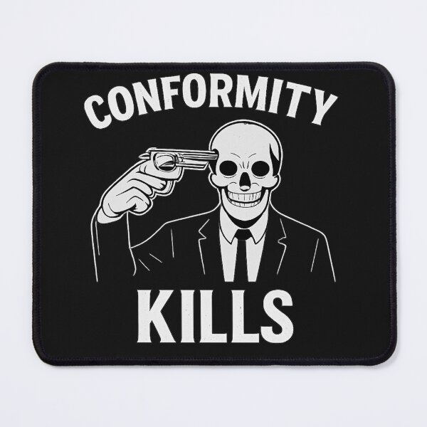 Item preview, Conformity Kills – White Ink Grunge Skull Design designed and sold by TheArtWeaver.