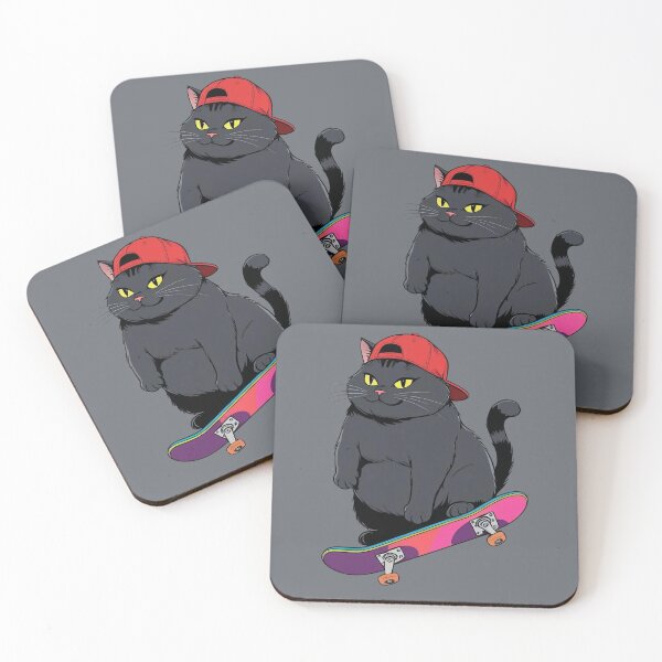 Item preview, Cat with baseball cap on skateboard designed and sold by angel-cat-22.