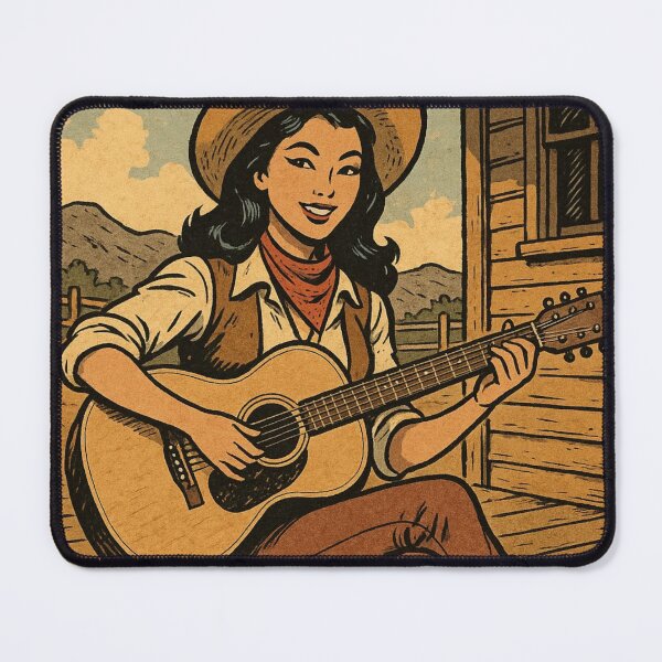 Item preview, beautiful cowgirl playing guitar on the porch designed and sold by OnlyTheWest.